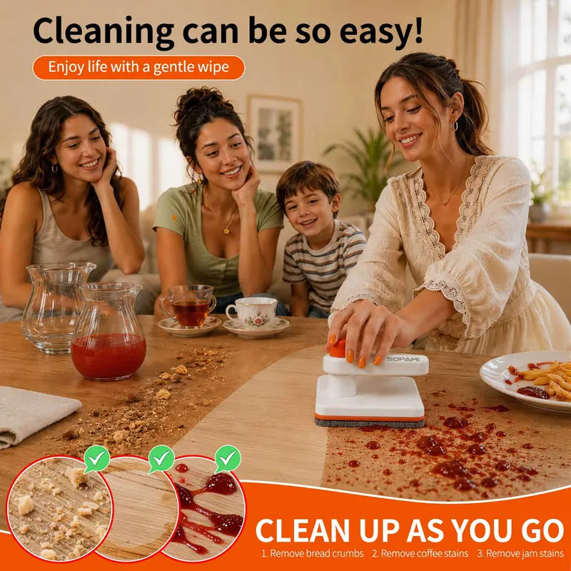 SOPAMI Handheld Mini Cleaning Mop - No-Touch Disposable Wipe System, with 10 Microfiber Pads, Multi-Surface Cleaner for Kitchen Counters, Bathroom Sinks & Living Room Messes