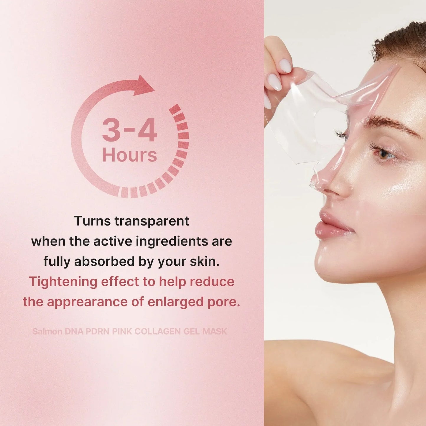 PDRN Pink Collagen Gel Mask 4 Sheets Salmon DNA Color Changing Pink Glow Collagen Facial Mask Korean Skincare