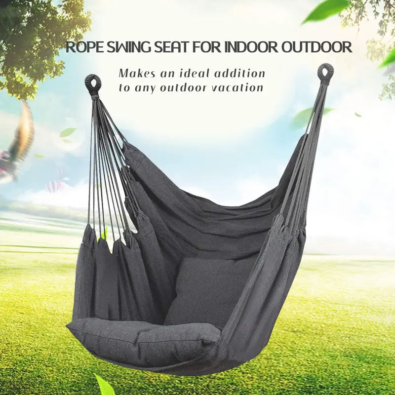 Hammock Chair Hanging Rope Swing, Max 300 Lbs, Quality Cotton Weave, Suitable for Indoor & Outdoor Use, Perfect for Home, Bedroom & Yard - Minimal