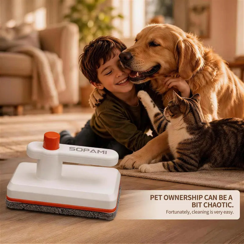 SOPAMI Handheld Mini Cleaning Mop - No-Touch Disposable Wipe System, with 10 Microfiber Pads, Multi-Surface Cleaner for Kitchen Counters, Bathroom Sinks & Living Room Messes