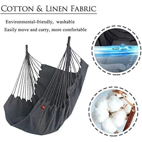 Hammock Chair Hanging Rope Swing, Max 300 Lbs, Quality Cotton Weave, Suitable for Indoor & Outdoor Use, Perfect for Home, Bedroom & Yard - Minimal