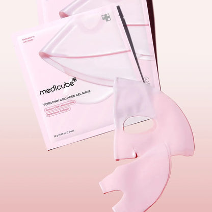 PDRN Pink Collagen Gel Mask 4 Sheets Salmon DNA Color Changing Pink Glow Collagen Facial Mask Korean Skincare