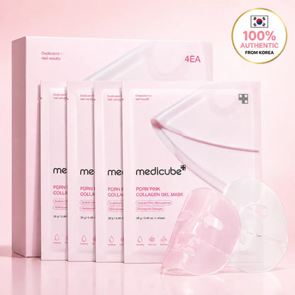 PDRN Pink Collagen Gel Mask 4 Sheets Salmon DNA Color Changing Pink Glow Collagen Facial Mask Korean Skincare